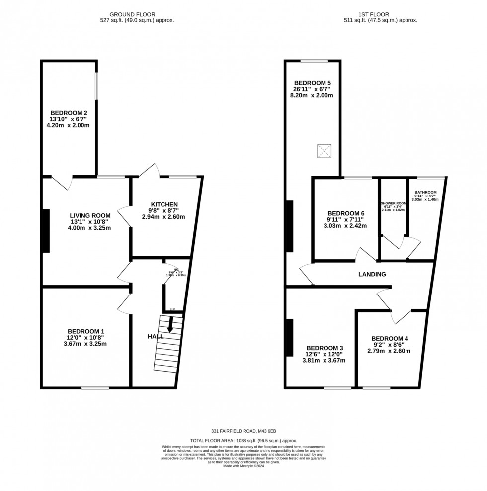 Floorplan for Fairfield Road, Droylsden, Manchester, M43